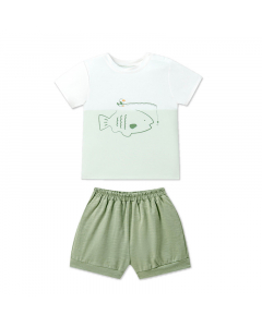 Bộ cộc tay La Pomme c&ugrave;ng ngồi c&acirc;u c&aacute;