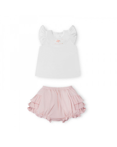 Bộ cộc tay La Pomme quần b&iacute; xếp li dễ thương