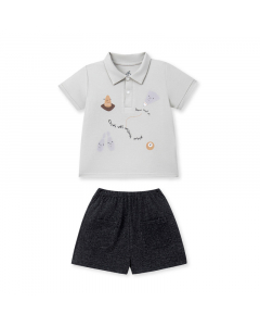 Bộ cộc tay La Pomme cổ polo chơi c&ugrave;ng m&igrave;nh nh&eacute;