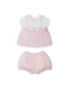 Bộ cộc tay La Pomme giả yếm tiểu thư ngọt ngào