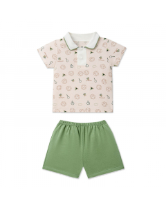 Bộ cộc tay La Pomme cổ polo khám phá rừng xanh