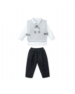 Bộ dài tay La Pomme kèm áo gile ngựa con tinh nghịch