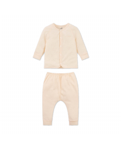 Bộ d&agrave;i tay c&uacute;c thẳng La Pomme dệt v&acirc;n ch&igrave;m gấu nhỏ