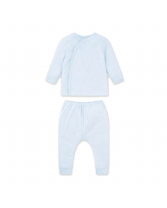 Bộ d&agrave;i tay c&uacute;c lệch La Pomme dệt v&acirc;n ch&igrave;m gấu nhỏ