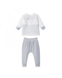 Bộ d&agrave;i tay c&uacute;c lệch La Pomme phối họa tiết caro