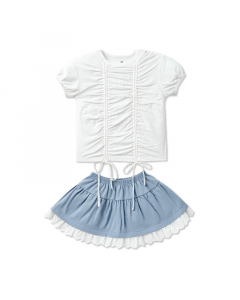 Bộ v&aacute;y &aacute;o cộc tay La Pomme b&egrave;o nh&uacute;n bồng bềnh