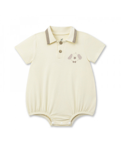 Body cộc tay La Pomme cổ polo cún nâu thanh lịch