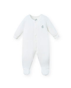 Body dài tay La Pomme mềm mịn (liền tất) - Newborn Trắng