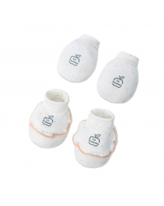 Set bao tay bao ch&acirc;n La Pomme chấm bi hoa điệu đ&agrave; - Trắng