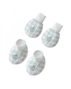 Set bao tay bao ch&acirc;n La Pomme phối họa tiết caro - Trắng Ghi