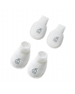 Bao tay bao chân La Pomme đường may lật êm ái - Trắng