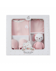 Set qu&agrave; tặng sơ sinh La Pomme thỏ điệu - Bộ quần &aacute;o rời - 0M Hồng