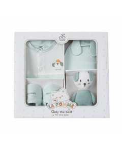 Set qu&agrave; tặng sơ sinh La Pomme c&uacute;n y&ecirc;u - Bộ body liền - 0M Xanh mint