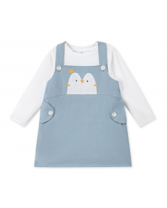 Set váy yếm kèm áo dài tay La Pomme người bạn cánh cụt