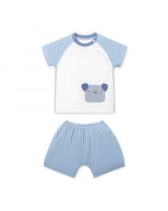 Bộ cộc tay La Pomme raglan mặt cún đáng yêu