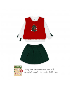 Bộ dài tay La Pomme kèm áo gile công chúa giáng sinh