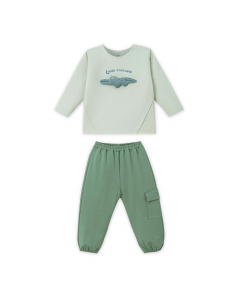Bộ dài tay La Pomme cá sấu tinh nghịch - 5Y Xanh lá