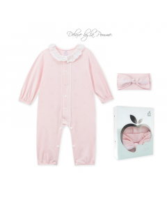 Set body dài tay kèm băng đô La Pomme phối ren điệu đà