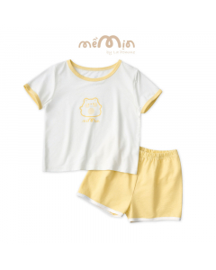 Bộ cộc tay La Pomme họa tiết sinh động - 6M Trắng