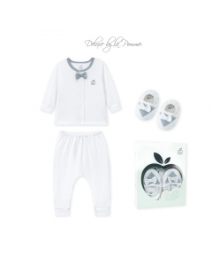 Set bộ dài tay cúc thẳng kèm giày La Pomme bé con thanh lịch