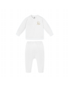 Bộ Dài Tay La Pomme Cúc Giữa Puppy - 0M Trắng