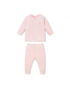 Bộ dài tay La Pomme cúc thẳng mềm mịn - Newborn Hồng