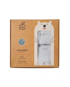 K002 Set 2 khăn sữa sợi tre lụa La Pomme - 75x75cm Hươu Ghi