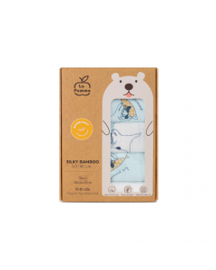 Set 5 Khăn sữa sợi tre lụa La Pomme phối màu (30x30cm) - Xanh (Mèo)