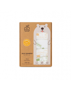 Set 5 Khăn sữa sợi tre lụa La Pomme phối màu (30x30cm) - Trắng (Gấu Galaxy viền xanh lá, cam)