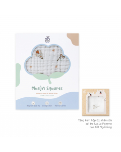 Khăn đa năng Xô Muslin 6 Lớp La Pomme họa tiết (100x100cm) - Trắng (Little House)