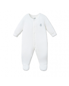 Body dài tay La Pomme mềm mịn (liền tất) - Newborn Trắng