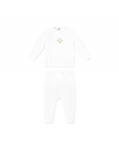 Bộ Dài Tay La Pomme Cúc lệch Puppy - Trắng